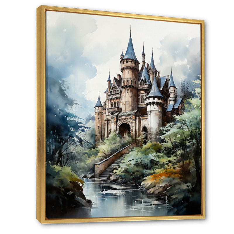 Shaquan Castles Enchanted Stronghold II - reproduction sur toile, H 20 po x l 12 po x P 1 po, Cadre flottant doré