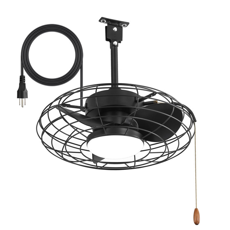  Ventilateur de plafond d'extérieur humide encastrable moderne 18 po avec lumière et télécommande Cissline pour patio et pavillon de jardin