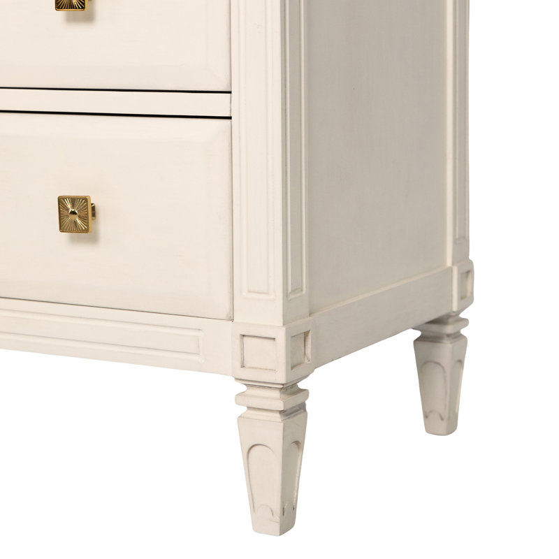 Omega Solid Wood 3 - Drawer Accent Chest, Antique White