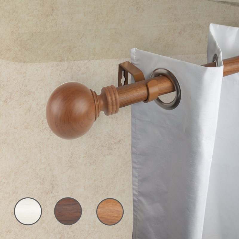 Tringle à rideaux simple en faux bois Abdulahi, 28" - 48", Châtaigne