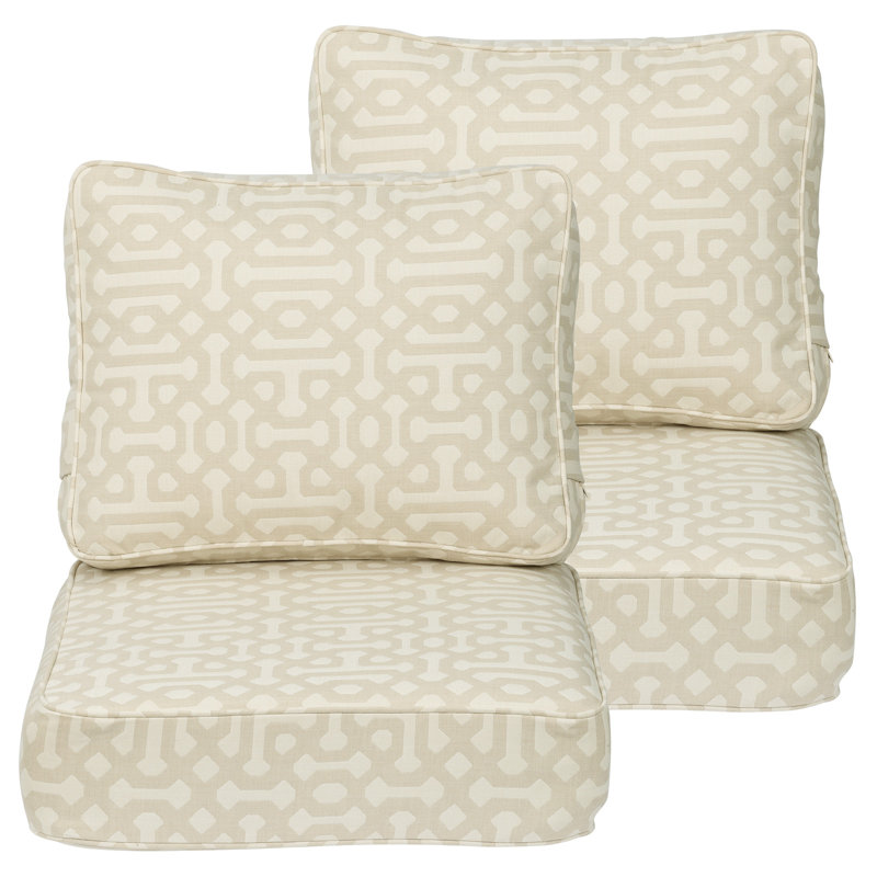 6 Inch Sunbrella Outdoor Chair Seat Back Cushion Set, 24" W x 25" D, Canvas Flax