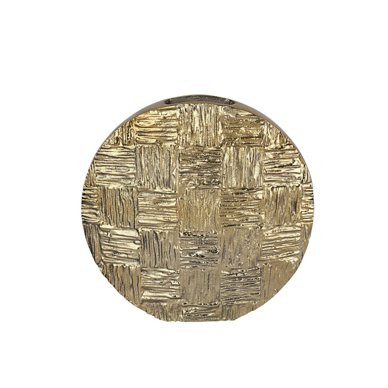Gold Aluminum Round Decorative Table Vase