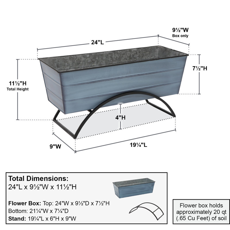 Dyann Metal Planter Box, Blue