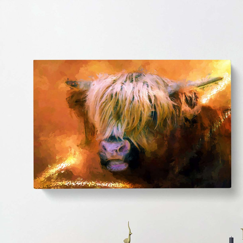 Portrait Of A Highland Cow In Abstract - Wrapped Canvas, 35cm H x 50cm W x 3cm D