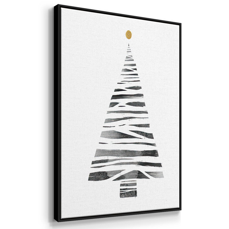 Arbre de Noël I - reproduction sur toile avec cadre flottant, H 37 po x l 25 po x P 1,5 po, Noir