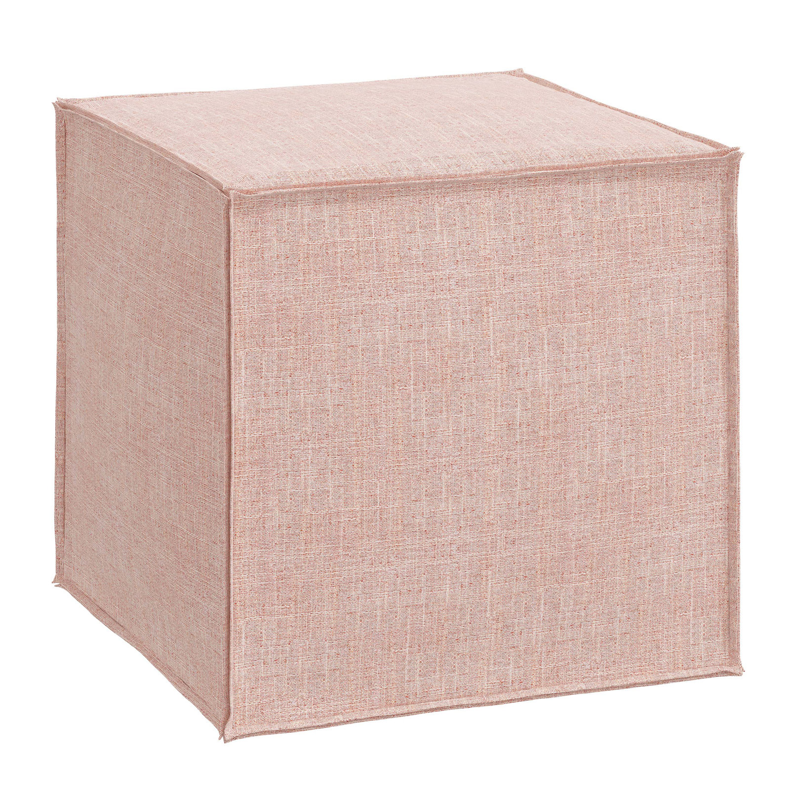 Tillie Upholstered Pouf, Zuma Rosequartz Textured Linen