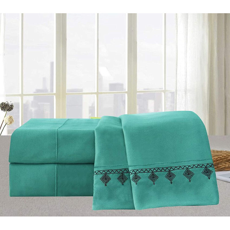 Microfiber Percale Sheet Set, King, Turquoise