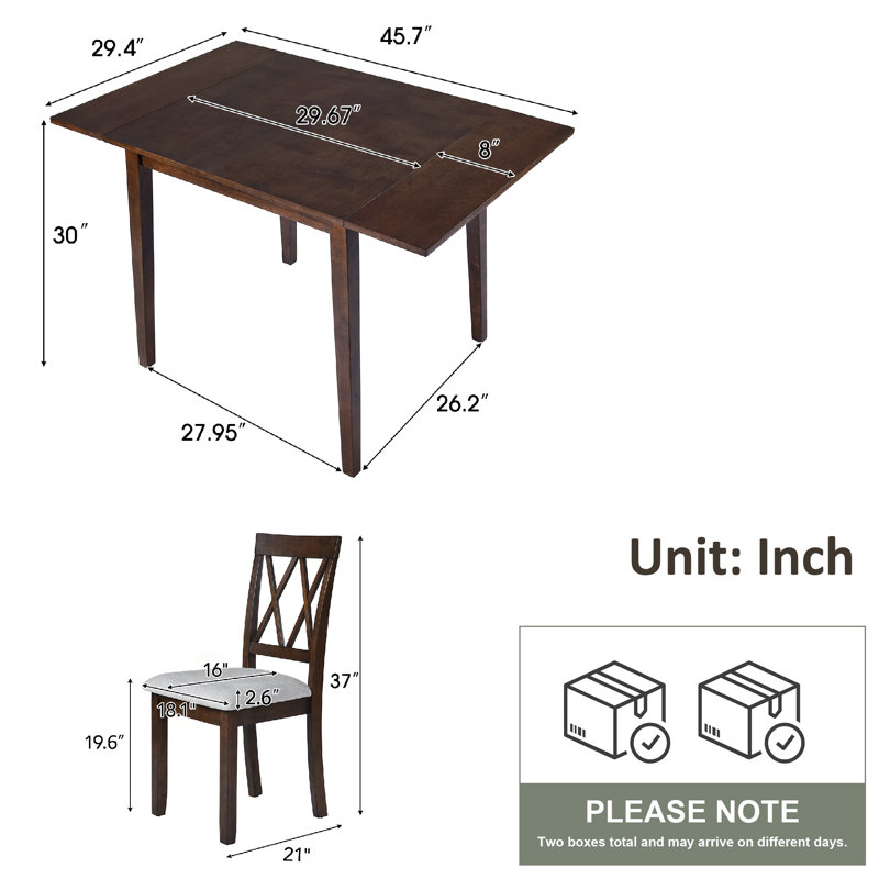 5 - Piece Extendable Dining Table with Chairs, Brown