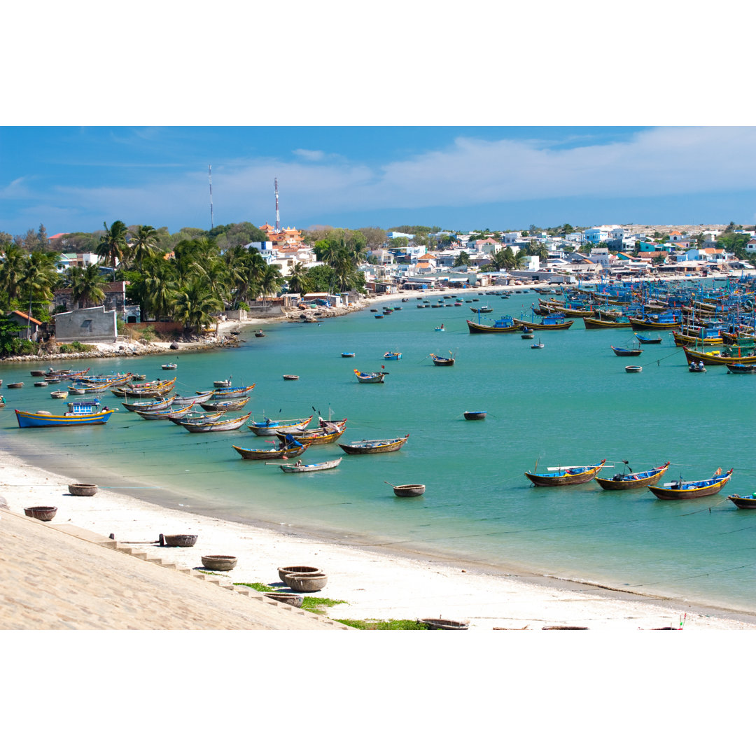 Fishing Boats In The Harbor Of Mui Ne, Vietnam by Fastsnail - No Frame Art Prints on Canvas