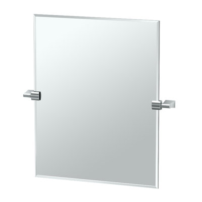 Miroir de salle de bain mural moderne sans cadre Bleu | Miroir pivotant et biseauté