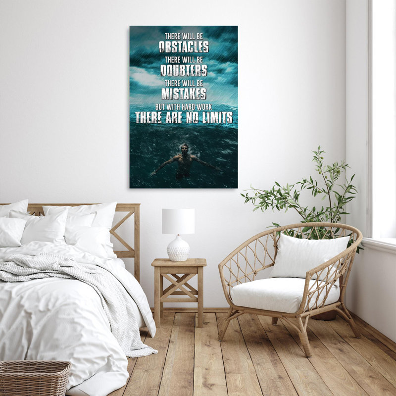 «Natation, il y aura des obstacles sur toile», impression, H 36 po x l 24 po x P 1,25 po