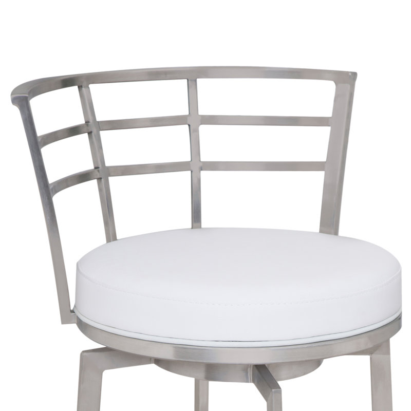 Tabouret de bar en acier inoxydable Morris, Blanc, Tabouret de comptoir (assise de 26 po de hauteur)