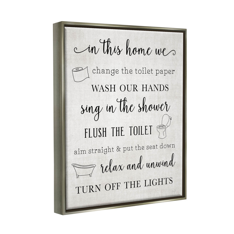 «In This Home Bathroom Rules», estampe numérique de Natalie Carpentieri, H 21 po x l 17 po x P 1,7 po