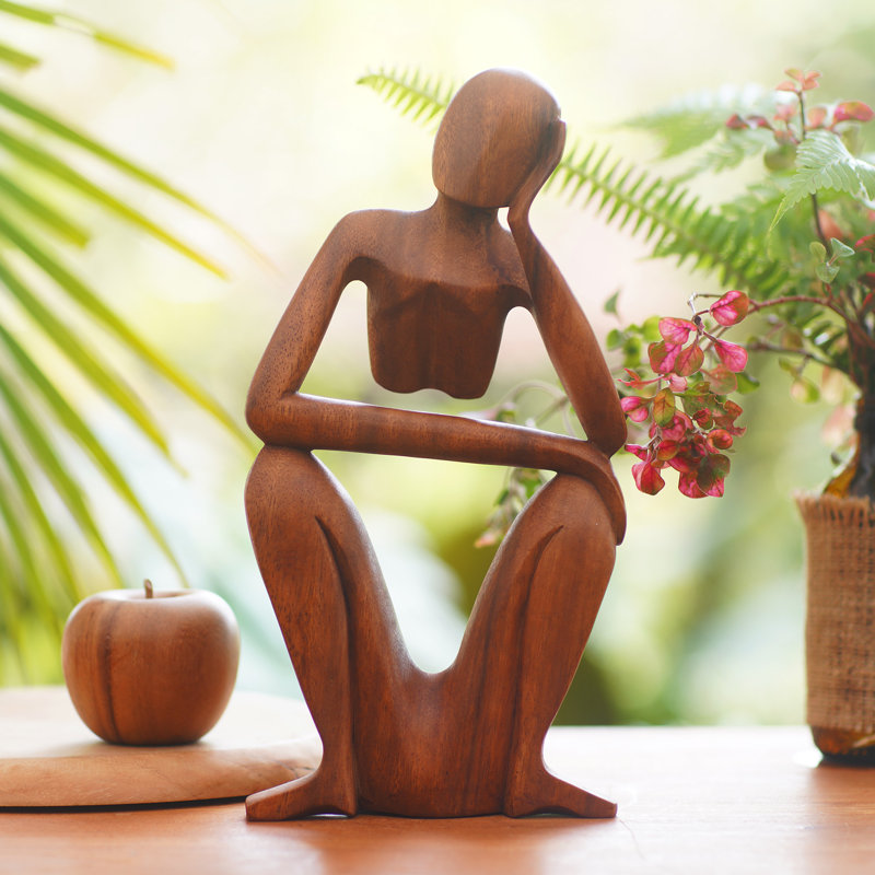 NOVICA Handmade Thinking Of You Wood Sculpture