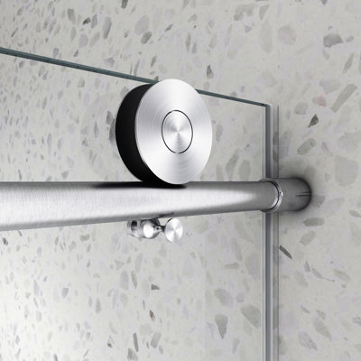 Porte de douche 6063 - Finition nickel brossé, Fermeture en douceur, Nano Clean, Verre trempé, Poulies en acier inoxydable 304 de 70 mm, Surface facile à nettoyer, Poulies,