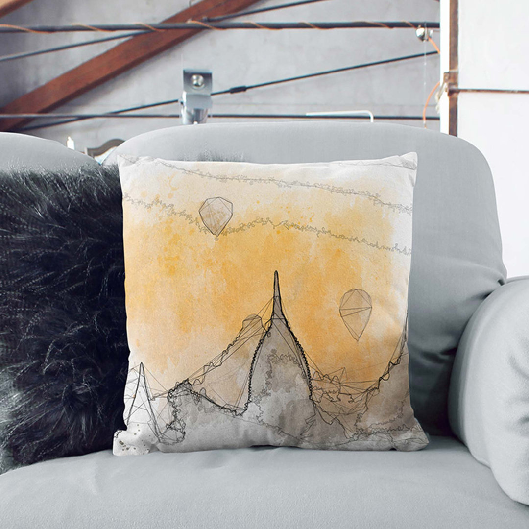 Hot Air Balloons over Old Bagan in Abstract Cushion with Filling