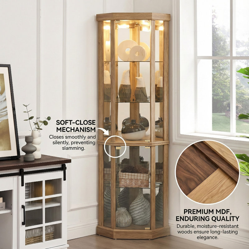 Vitrine de coin blanche éclairée, Blanc