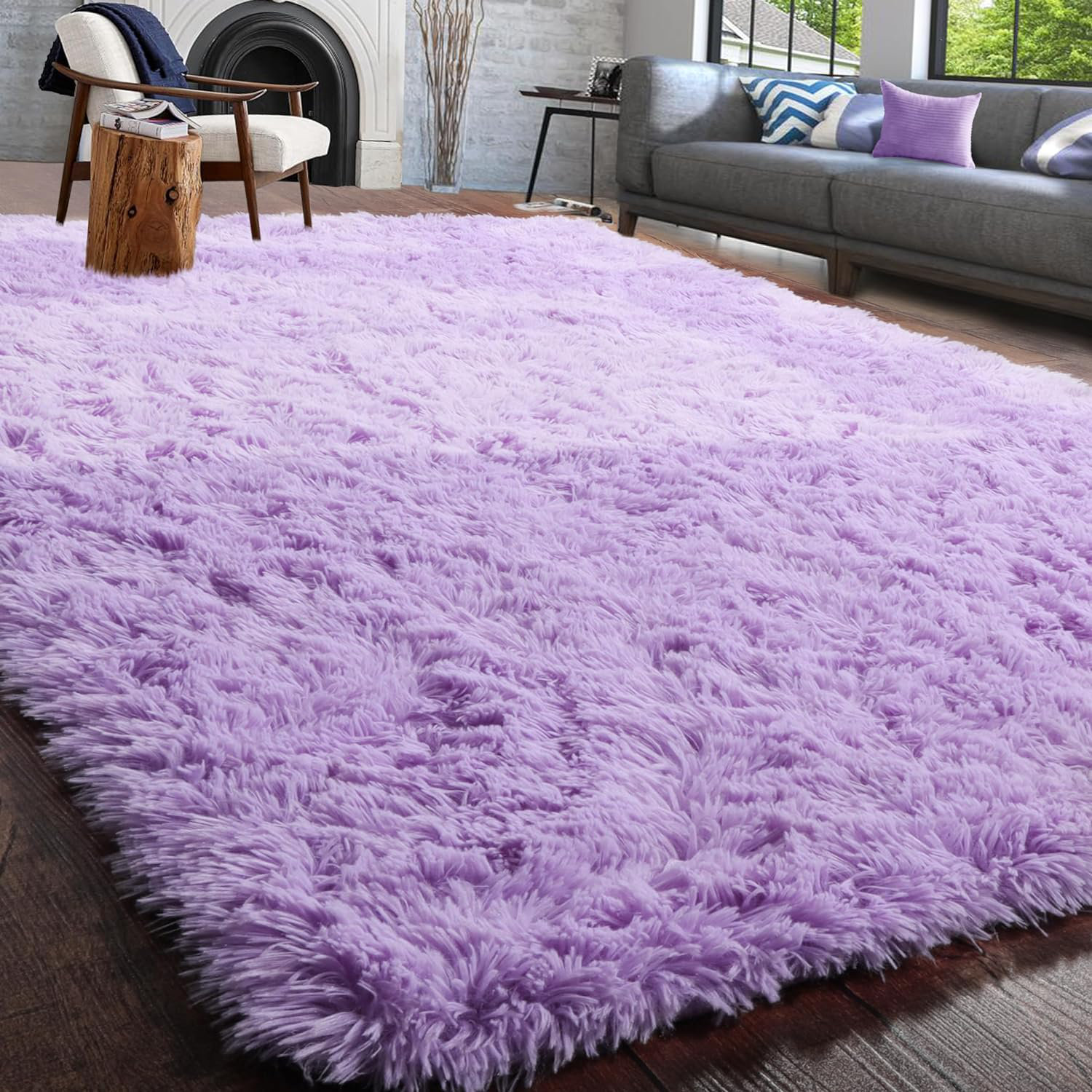 Gemma Violet Rectangle Ingerson Commercial Use Area Rug with Non-Slip Backing | Wayfair
