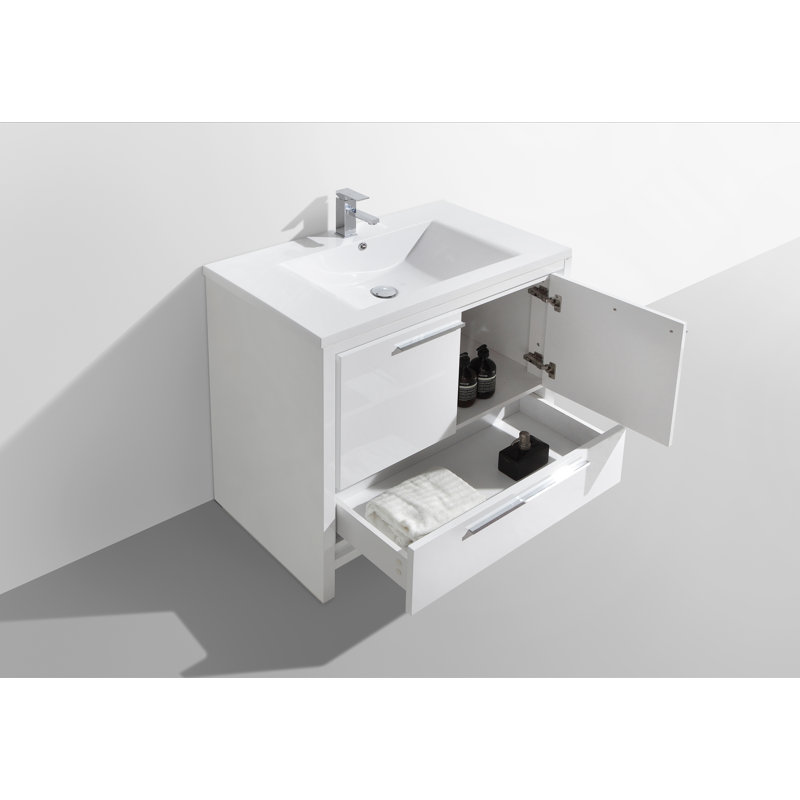 35.25'' Single Bathroom Vanity Base Only, High Gloss White