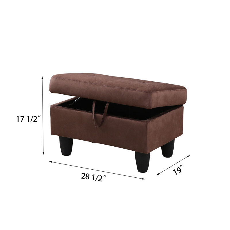 Keevha 28.5" Diamond Tufted Storage Ottoman Entryway Bench, Brown Microfiber / Microsuede
