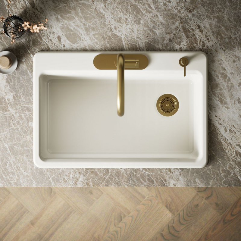 Riverby 33" Top-Mount Single-Bowl Kitchen Sink, Biscuit, 4 hole