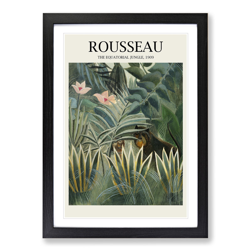 The Equatorial Jungle by Henri Rousseau - Picture Frame Painting, 65cm H x 48cm W x 2cm D, Black Framed