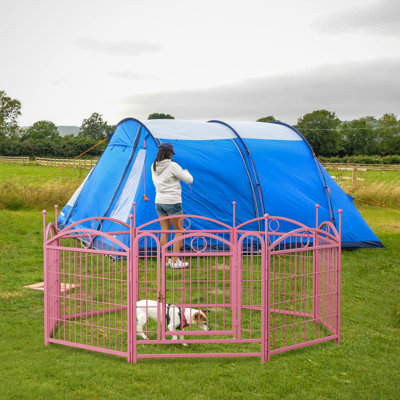 Clôture robuste pour chien, 24 pouces en métal à 8 panneaux, enclos d'exercice intérieur et extérieur, antirouille et stable, bricolage pour aire de jeux pour chiots, chiens rouillés