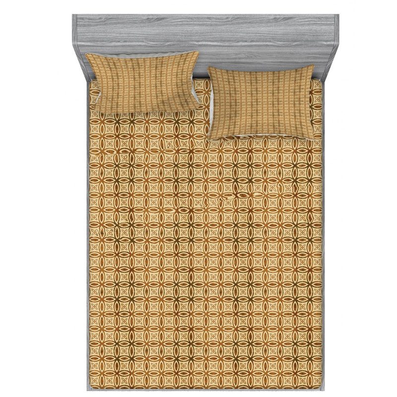 Microfiber Geometric Sheet Set, Queen Sheet Set with Fitted Sheet