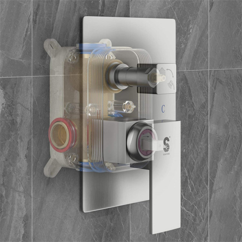 Robinet de douche 2 fonctions en laiton, Chrome poli
