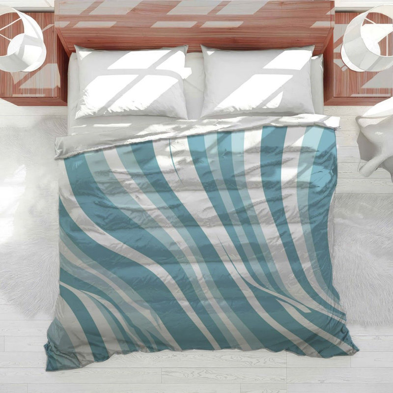 Édredon à motif de vagues abstraites avec motif d'édredon et lignes fluides, Édredon grand