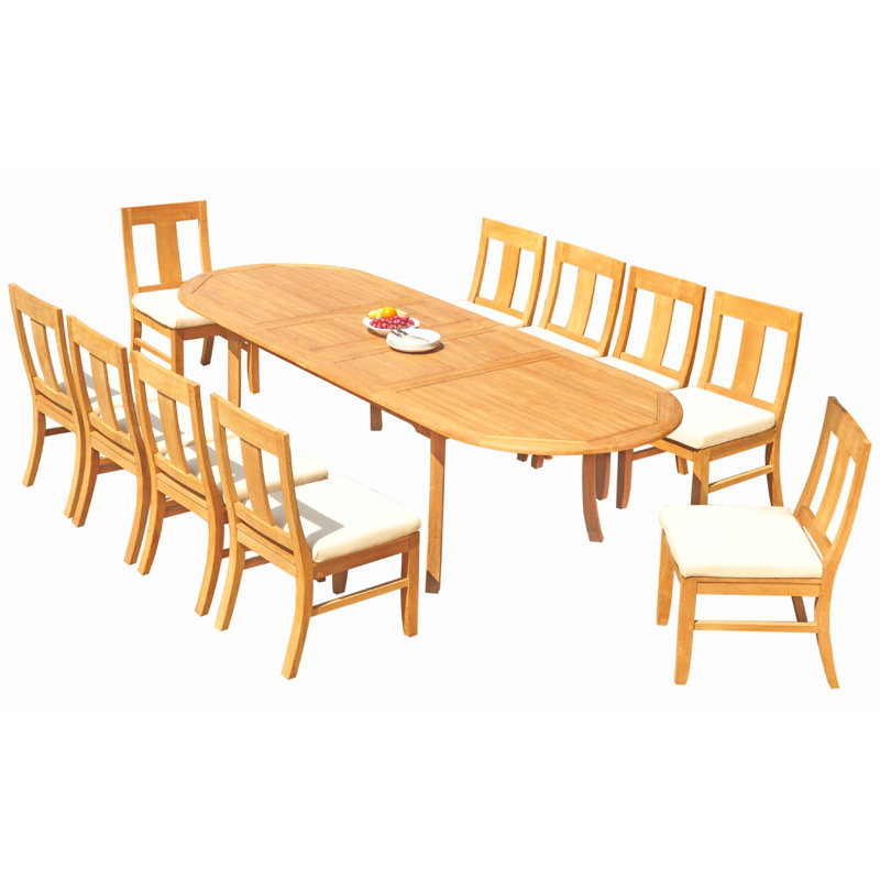 Ensemble de salle à manger 13 pièces en teck Kevon, H 30,5 po x L 82 po x l 40 po, 6