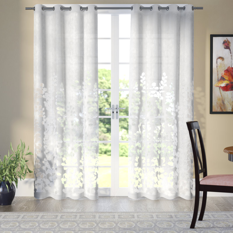 Cangelosi Cotton Blend Sheer Curtain Pair, 2" W x 108" L, Winter White