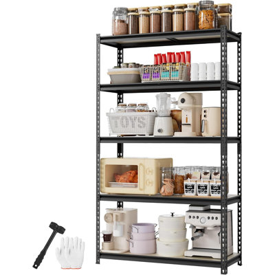 Étagère de rangement robuste à 5 niveaux avec capacité de 2180 lb. Étagère de garage réglable avec protection anti-basculement pour l'organisation du garde-manger du sous-sol