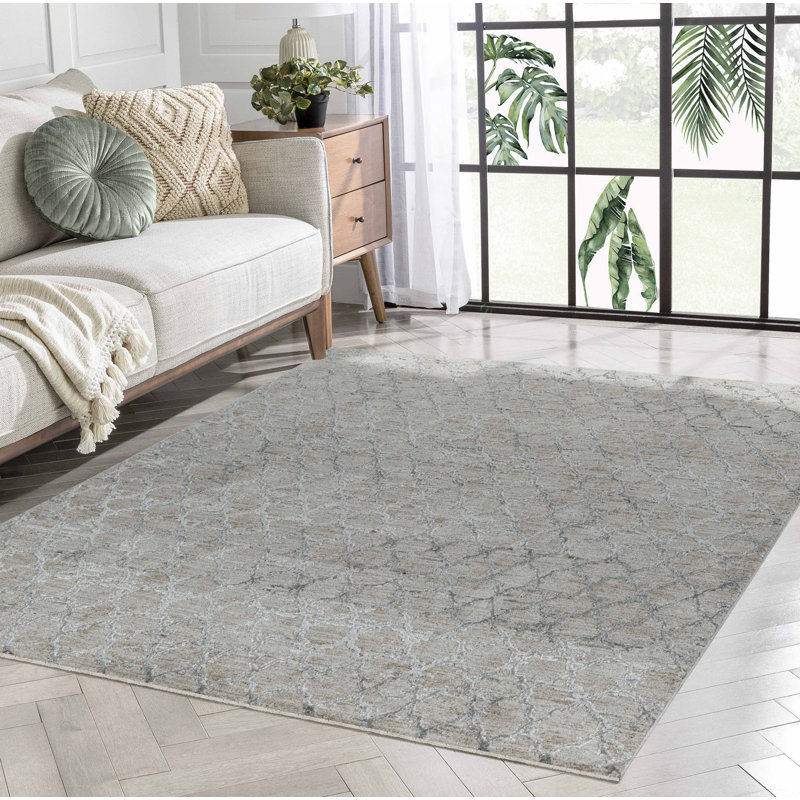 Tapis beige / brun à motif géométrique de 5 pi x 8 pi (5 pi 3 po x 7 pi 7 po) Branch Living Aeris, Rectangle de 5 pi x 8 pi