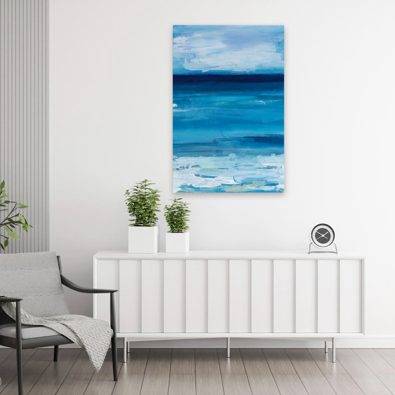 Ocean Life - Nuage bleu abstrait côtier, H 36 po x l 24 po