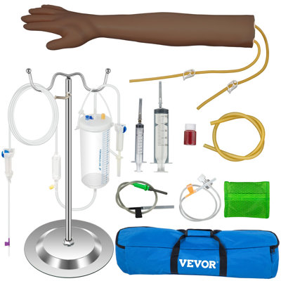 Trousse de pratique de la phlébotomie, trousse de pratique de la peau foncée IV, ensemble de bras de pratique de la phlébotomie avec support d'infusion pour l'infirmière, les étudiants en médecine