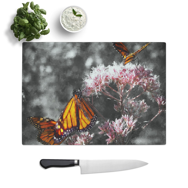 Monarch Butterflies Vol.2 Painting Chopping Board, 0.4cm H x 28.5cm W x 39cm L