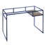 Bureau contemporain bleu avec tablette porte-accessoires.