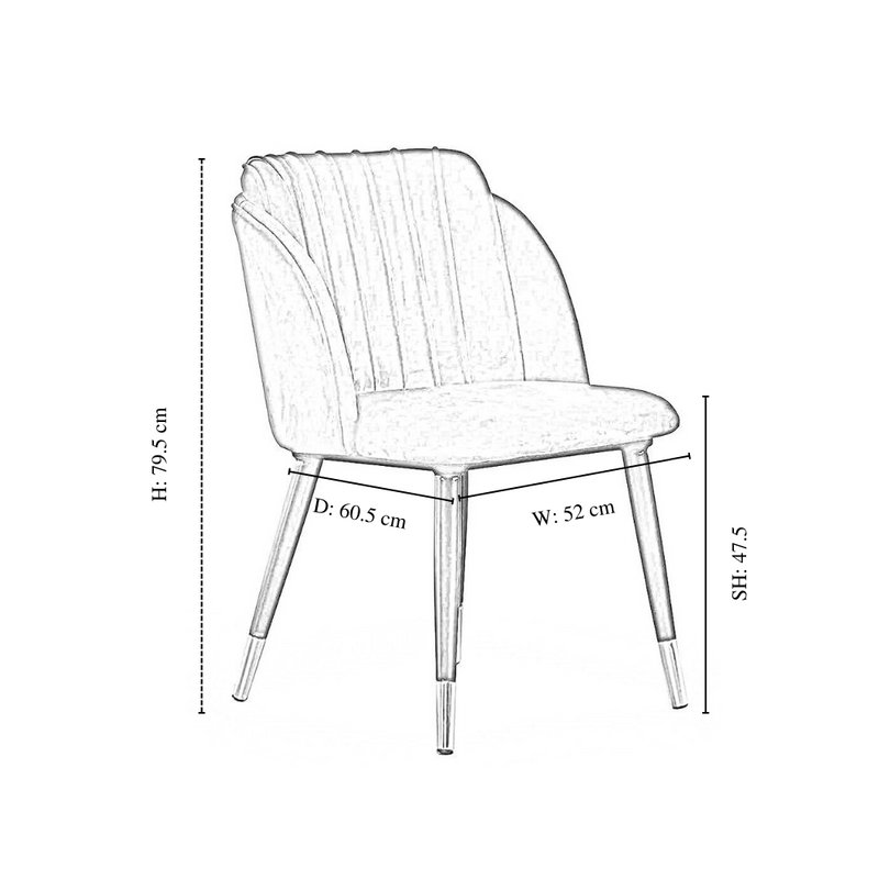 Inola Upholstered Velvet Dining Chairs - Ergonomic Soft Back with Metal Legs - Armchair for Dining Room Living Room Restaurants Set of 2