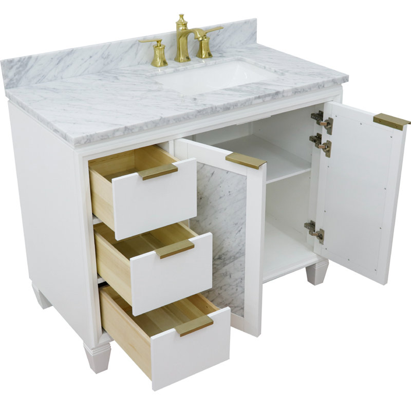 Ensemble de meuble-lavabo simple 43 po avec miroir Schreck, Blanc