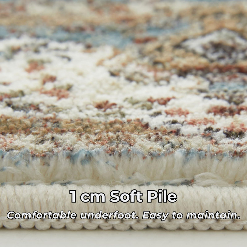 Soft Cashmere Feel Area Rug – Non Slip Low Pile Living Room & Bedroom Carpet, Machine Washable, Rectangle 40 x 60 cm