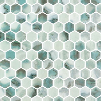 Spectrum Vibrant Hexagon Recycled Glass Mosaic Tile