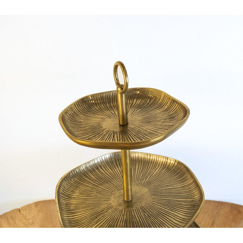 Yosemite Handcrafted Antique Brass 3-tier Serving Stand