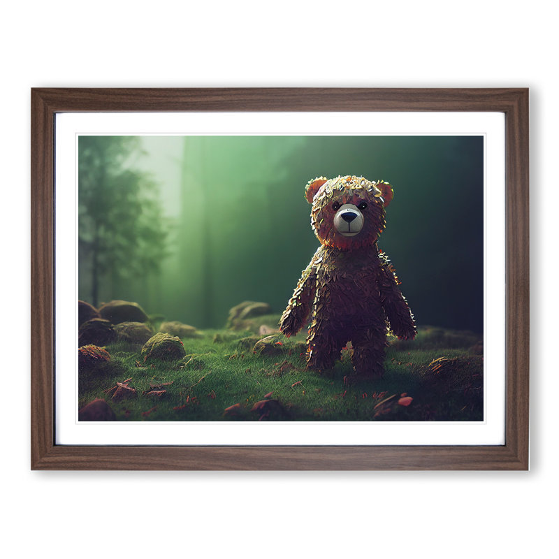 Sublime Teddy Bear - Single Picture Frame Print, 46cm H x 64cm W x 2cm D, Walnut Framed