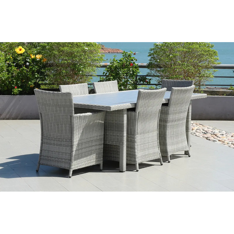 6 - Person Patio Dining Set Rectangular Table with Cushions Included