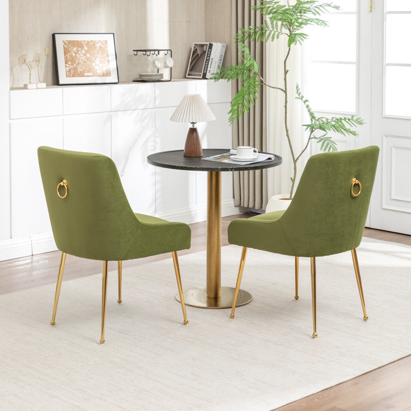 Chaise d'appoint rembourrée en velours Mayreli, Green