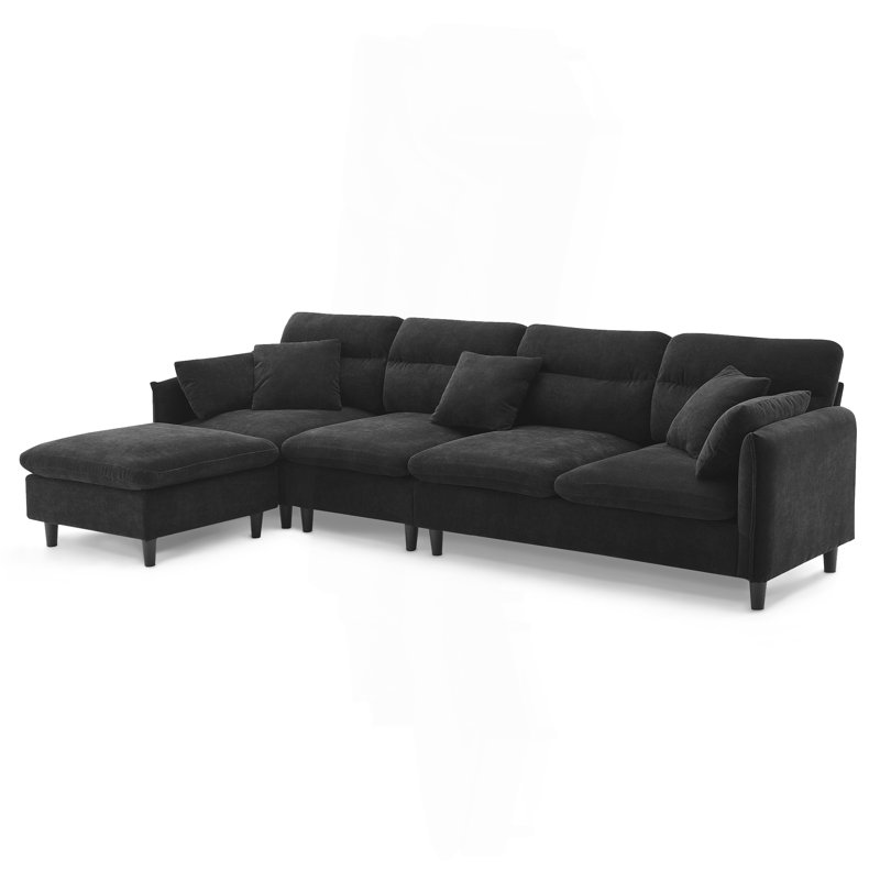 Canapé modulaire convertible 110 * 62 ", Chenille noir