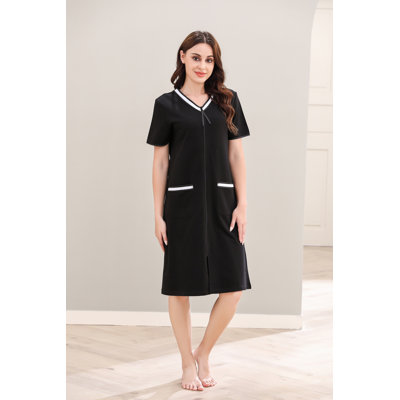 Atonvale Cotton Blend Mid-Calf Bathrobe with Pockets