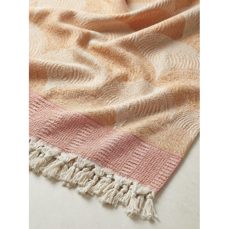 Serviette orange en coton à rayures orange, Orange