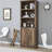 3 Open Shelves Side Cabinet With Port And 1 Door In Brown For Bedroom Rustic Bookcase Extra Storage
